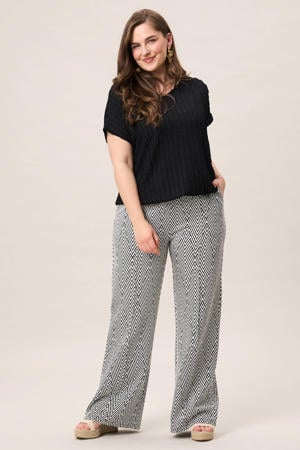 wide leg high waist broek zwart
