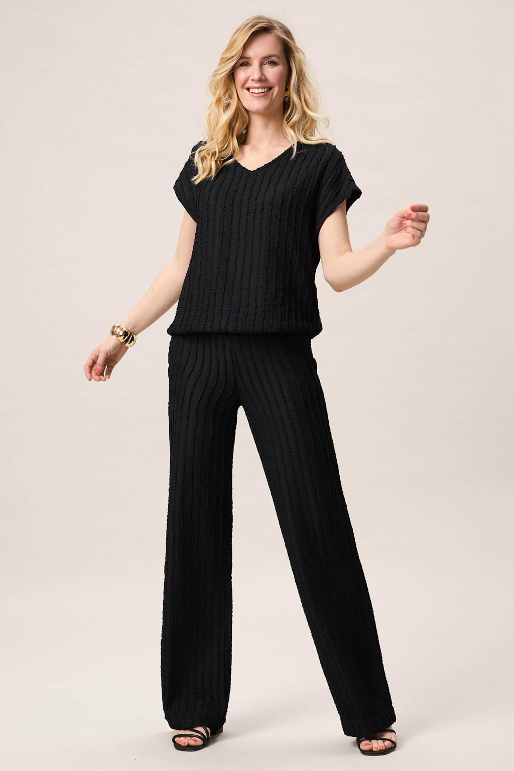 Zwarte dames Miss Etam wide leg regular waist broek met effen