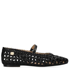 leren ballerina's zwart