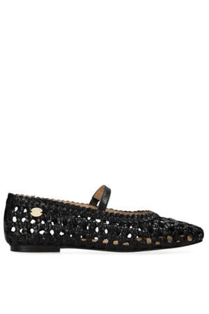 leren ballerina's zwart