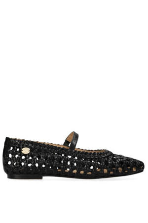 leren ballerina's zwart