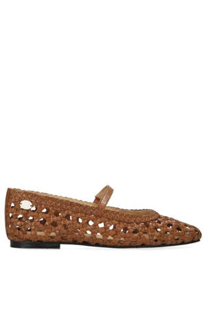 leren ballerina's cognac