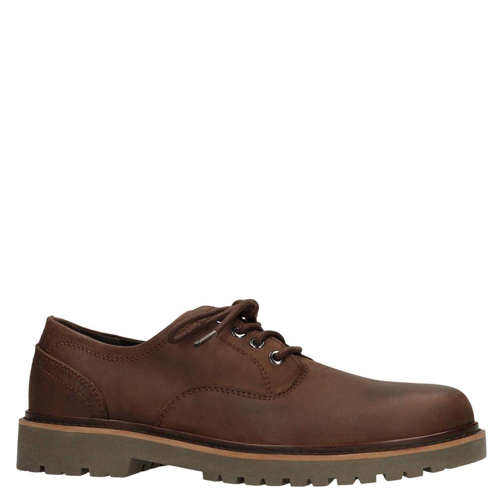 Bruine heren Manfield leren veterschoenen met profielzool -
