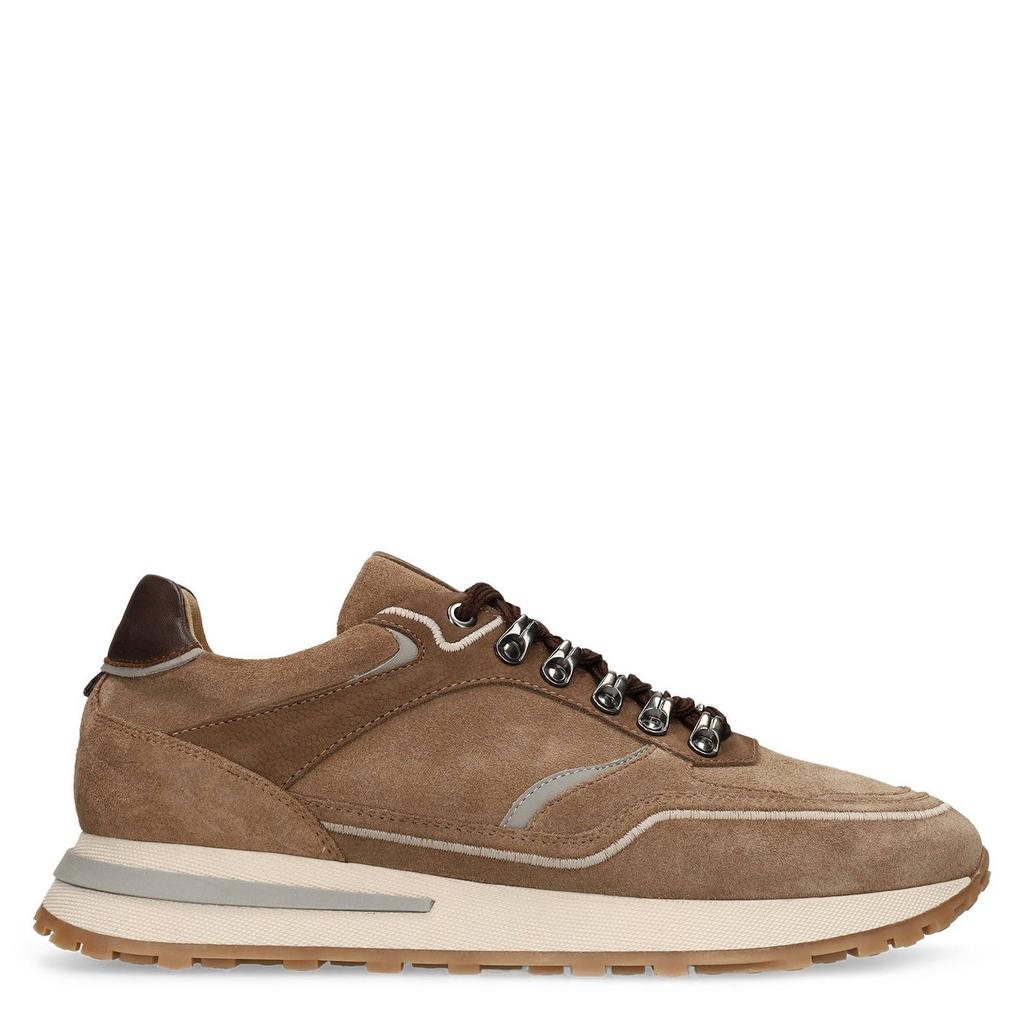 Taupe heren Manfield suède sneakers - met veters