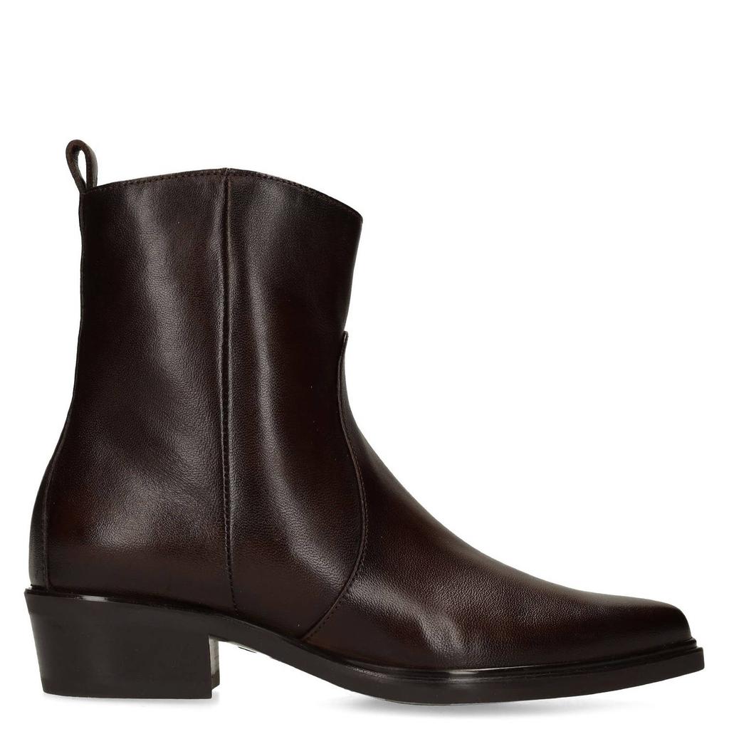 Bruine dames Manfield western leren enkellaarzen - met ritssluiting