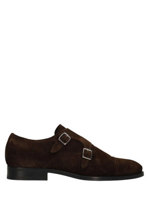 suède gespschoenen - donkerbruin