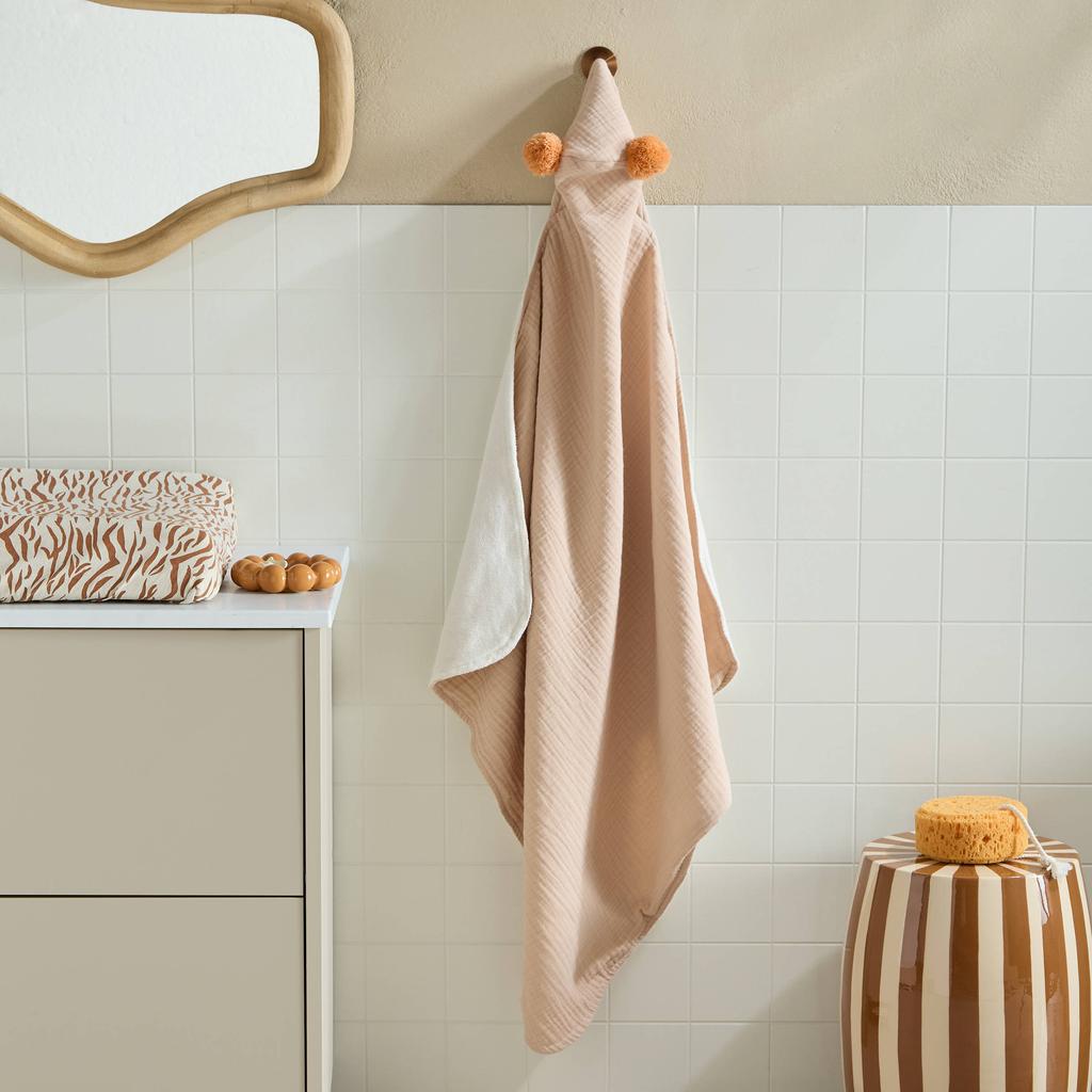 NOUS Kids badponcho pompom - zand