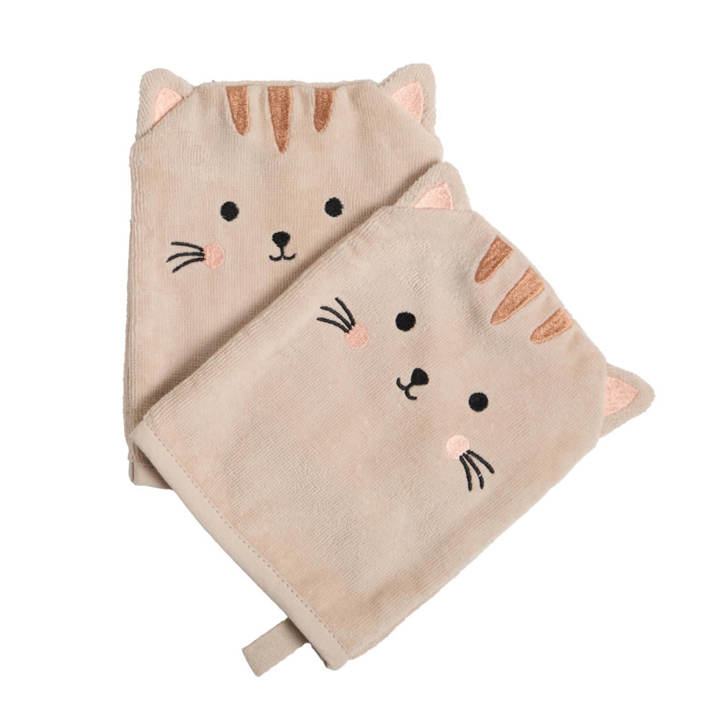 NOUS Kids washand kat (set van 2) (15x20 cm)