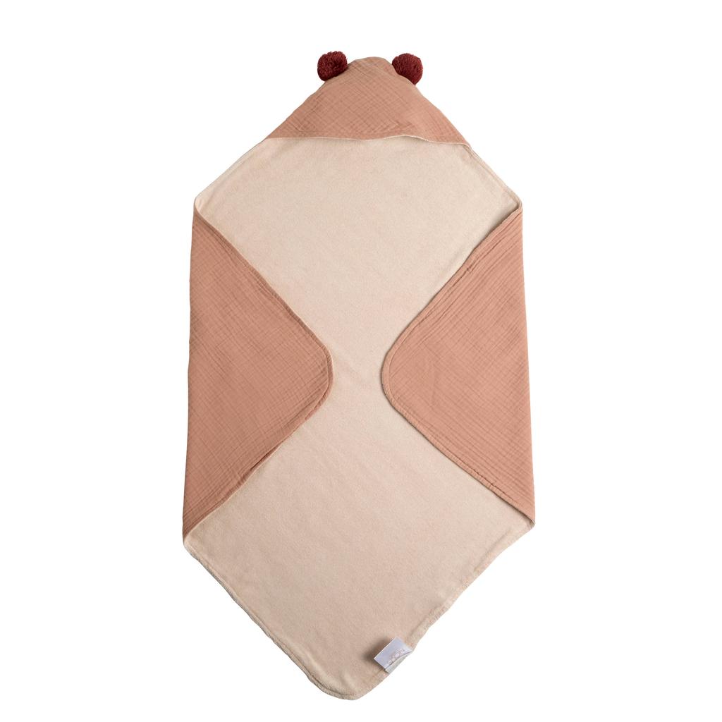NOUS Kids badponcho pompom - roze