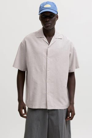 relaxed casual overhemd met linnen beige