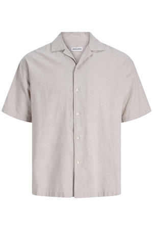 relaxed casual overhemd met linnen beige