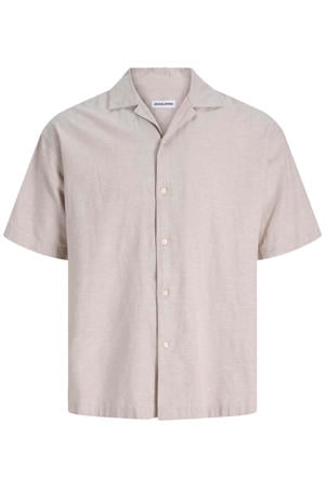 relaxed casual overhemd met linnen beige