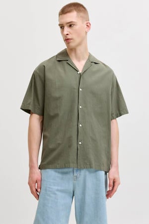 relaxed casual overhemd met linnen groen