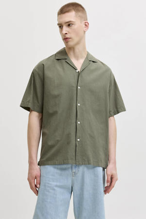 relaxed casual overhemd met linnen groen