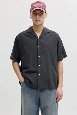 relaxed casual overhemd met linnen zwart