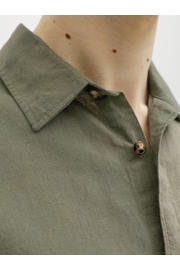 thumbnail: JACK & JONES ESSENTIALS regular casual overhemd met linnen olijfgroen