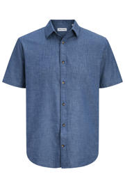 thumbnail: JACK & JONES ESSENTIALS regular casual overhemd met linnen blauw