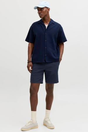 relaxed casual overhemd met short donkerblauw - (set van 2)