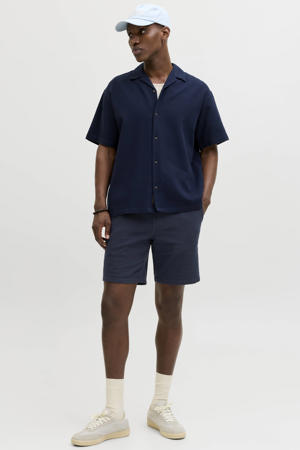 relaxed casual overhemd met short donkerblauw - (set van 2)