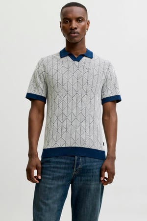 regular fit polo met print - donkerblauw