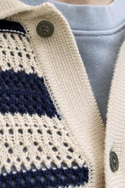 thumbnail: JACK & JONES PREMIUM regular gestreept casual overhemd gebreid donkerblauw