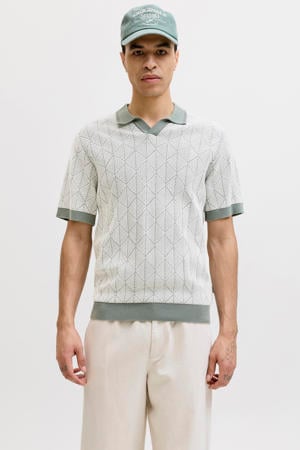 regular fit gebreide polo met print - groen