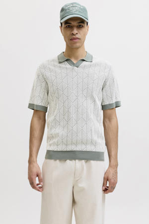 regular fit gebreide polo met print - groen