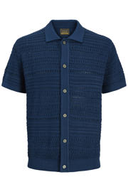 thumbnail: JACK & JONES PREMIUM regular casual overhemd gebreid blauw