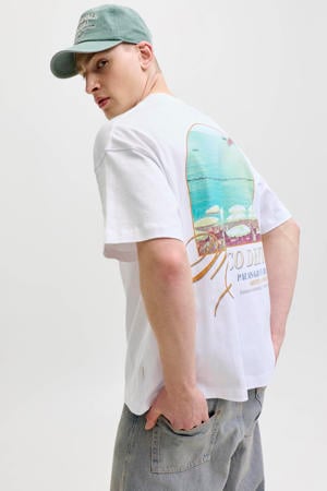 relaxed fit T-shirt met backprint - wit