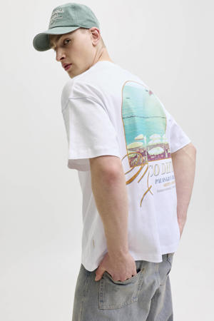 relaxed fit T-shirt met backprint - wit