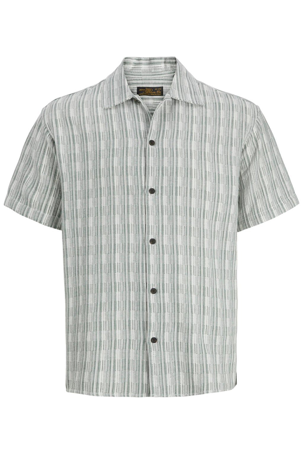 Groene heren JACK & JONES PREMIUM relaxed casual overhemd van katoen met korte mouwen, klassieke kraag en knoopsluiting