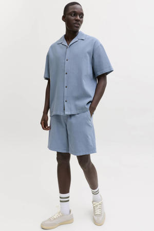 relaxed casual overhemd met short blauw - (set van 2)