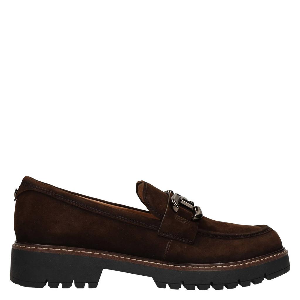 Bruine dames No Stress suède loafers met profielzool -