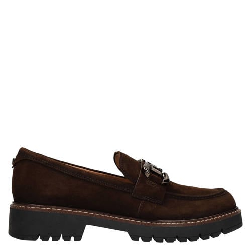 No Stress suède loafers met profielzool bruin
