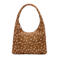 Manfield leren tas met dierenprint cognac