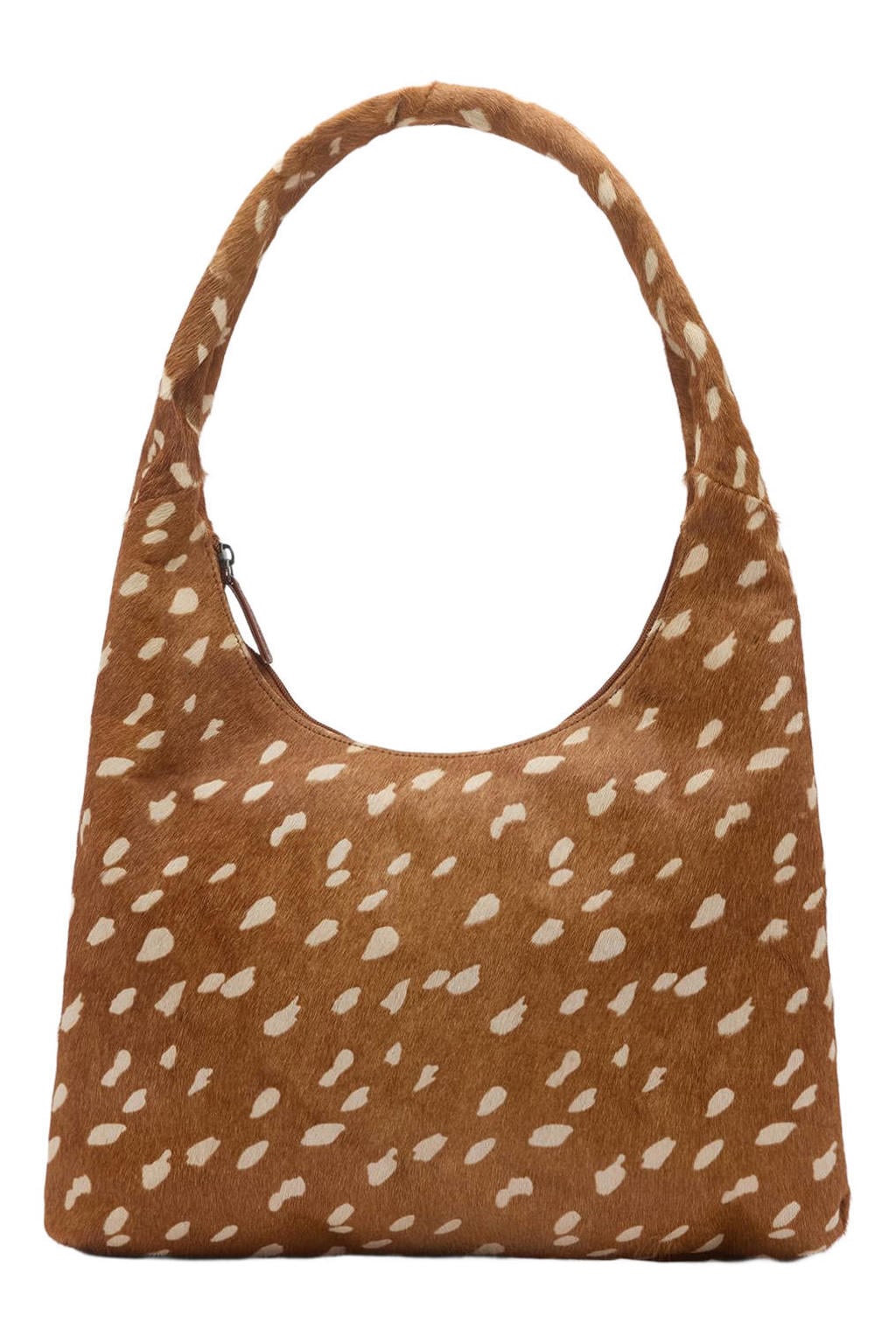 Manfield leren tas met dierenprint cognac