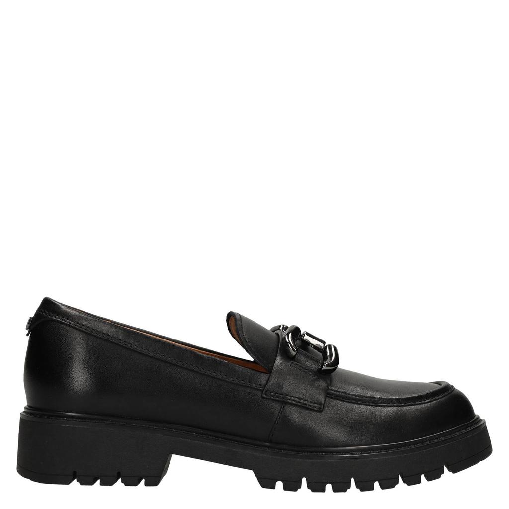 Zwarte dames No Stress chunky leren loafers met profielzool -