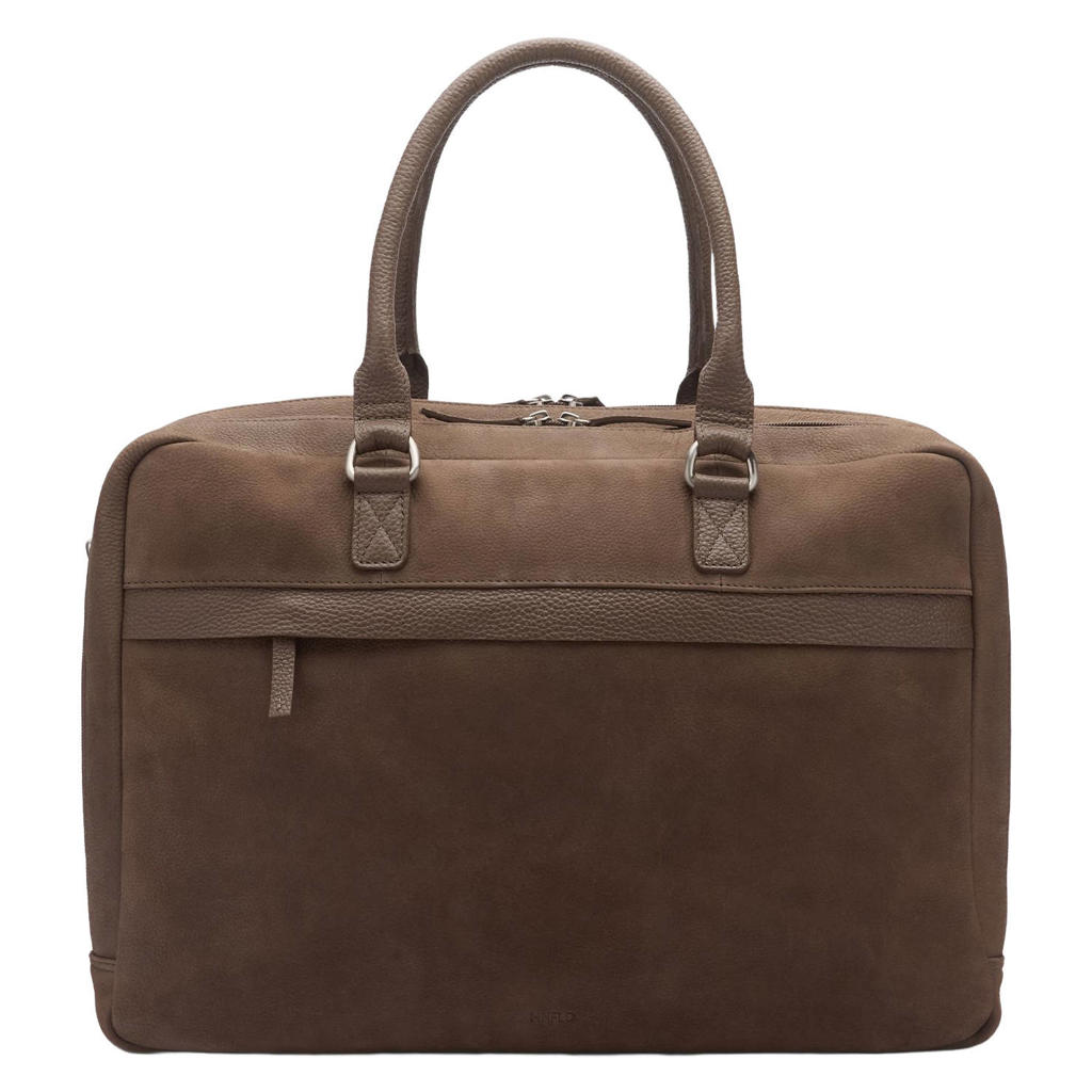 Manfield 18 inch leren laptoptas bruin