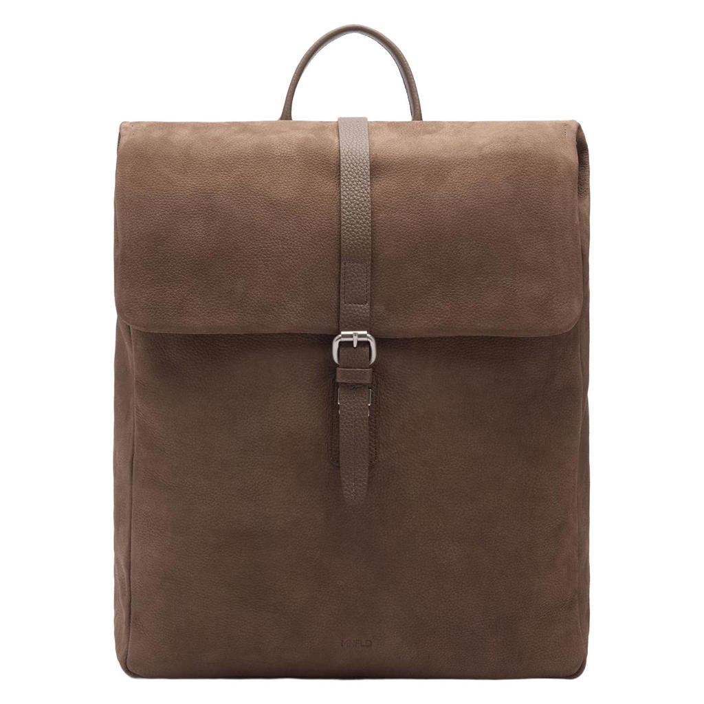 Manfield suede rugzak donkerbruin