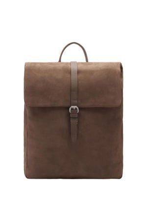 suede rugzak donkerbruin