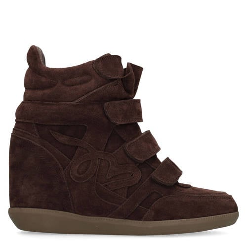 Manfield suède sneakers met sleehak bordeaux