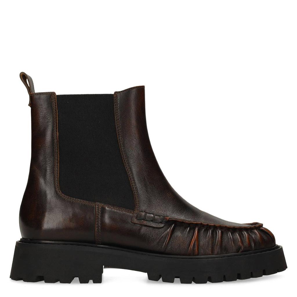 Bruine dames Manfield leren chelsea boots met profielzool -