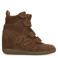 Manfield suède sneakers met sleehak - taupe