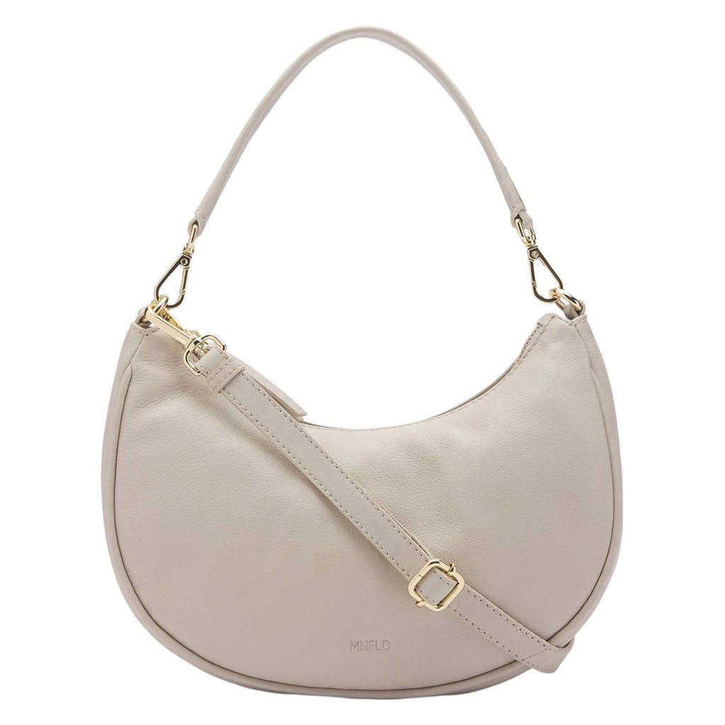 Manfield leren crossbody tas beige