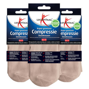 koper geweven compressie steunkousen licht beige - maat 36-41