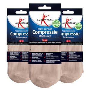 koper geweven compressie steunkousen licht beige - maat 42-47