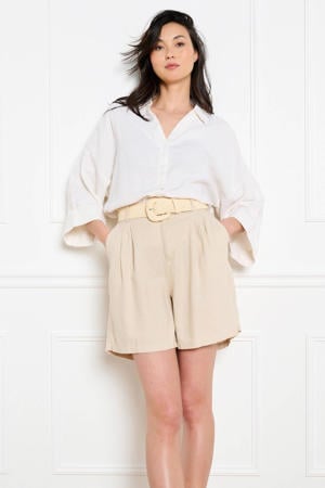 high waist casual short beige