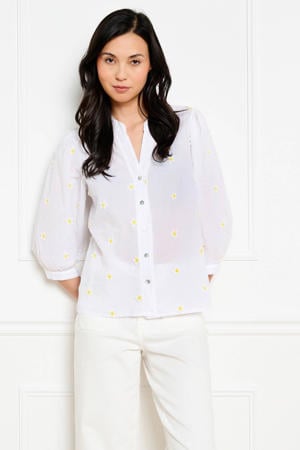 gebloemde blouse ecru