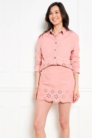 mini rok broderie roze