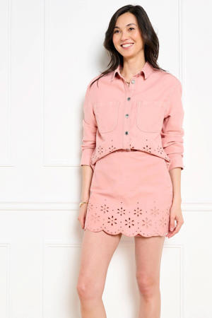 mini rok broderie roze